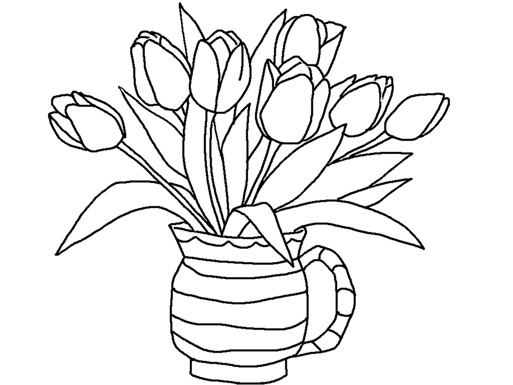 Free Printable Tulips Coloring Page