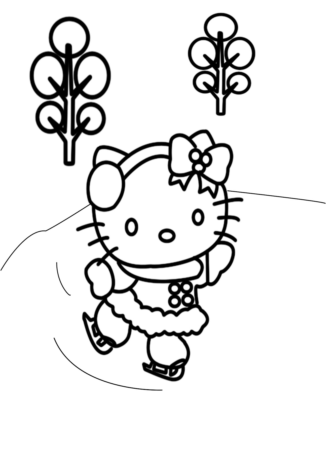 Free Winter S Hello Kitty Skating Coloring Page