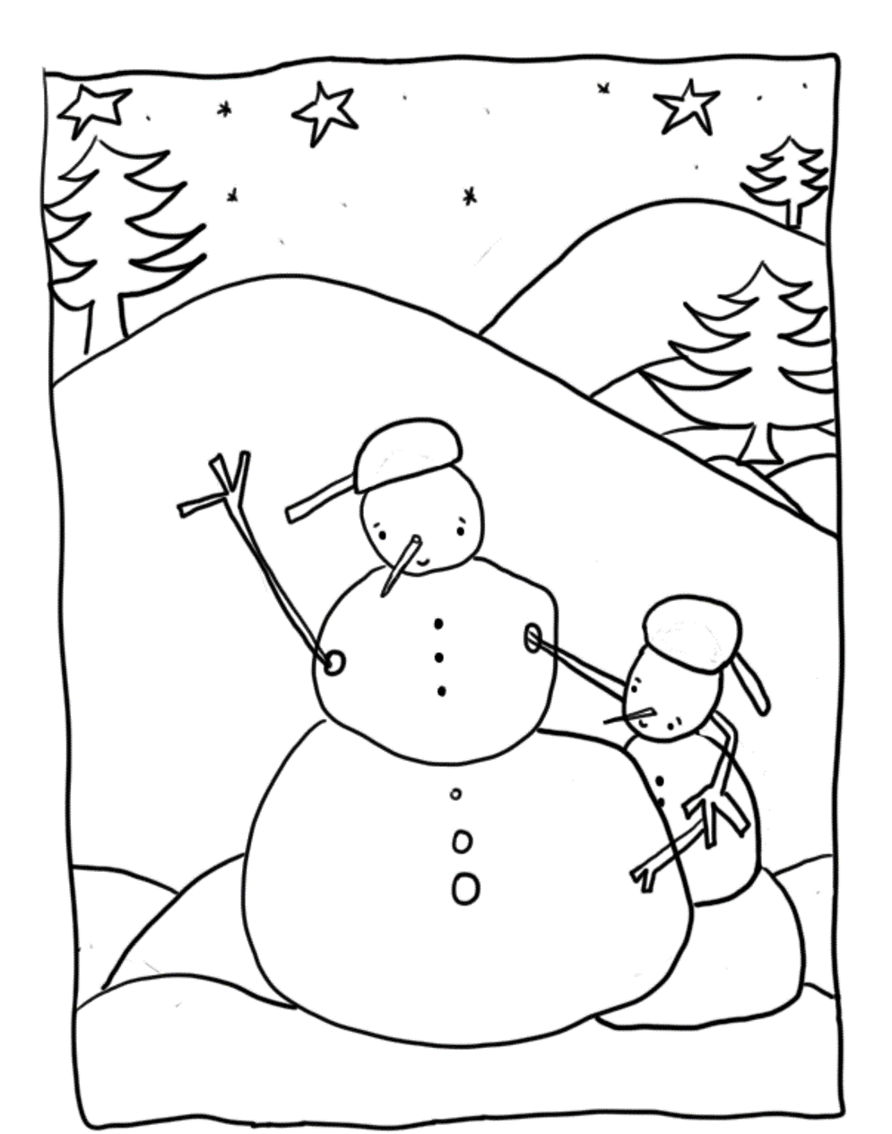 Print Snowman Winter For Kids