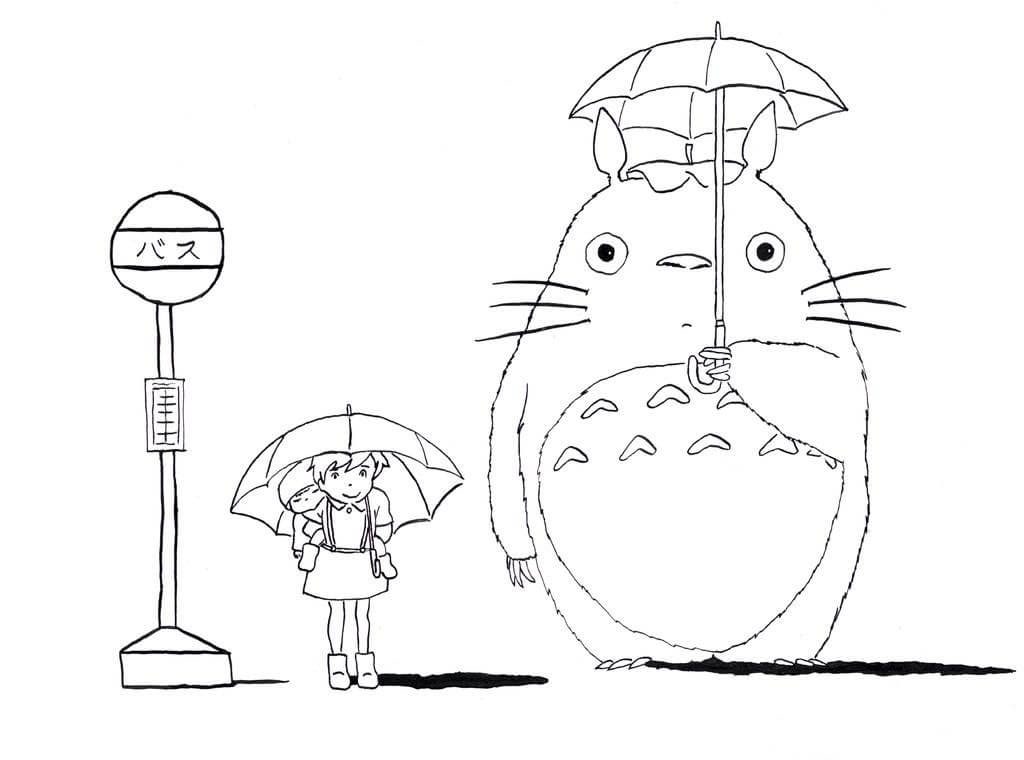 Friendly Totoro 4 Coloring Page