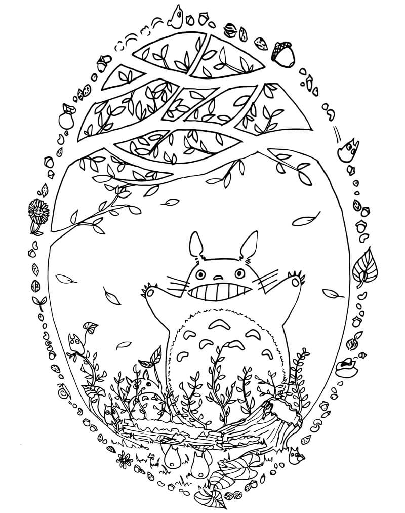 Friendly Totoro Coloring Page