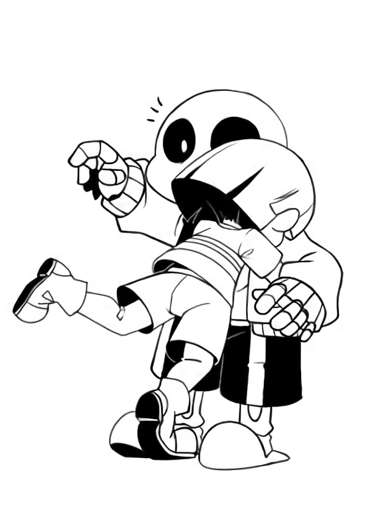 Frisk and Sans Coloring Page