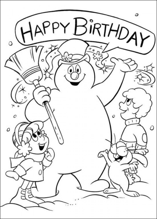 Frosty the Snowman coloring page happy birthday Coloring Page