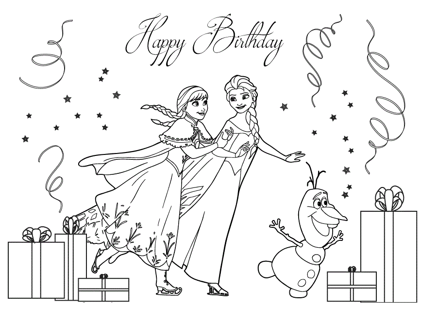 Frozen Cast Ice Skating Colouring Page Coloring Page