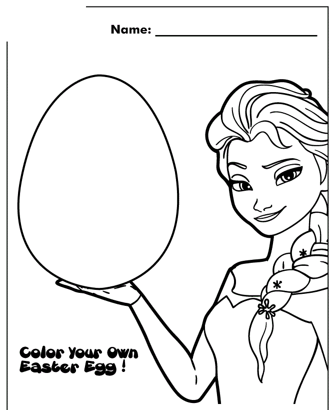 Frozen Color Your Own Easter Egg Design Colouring Page