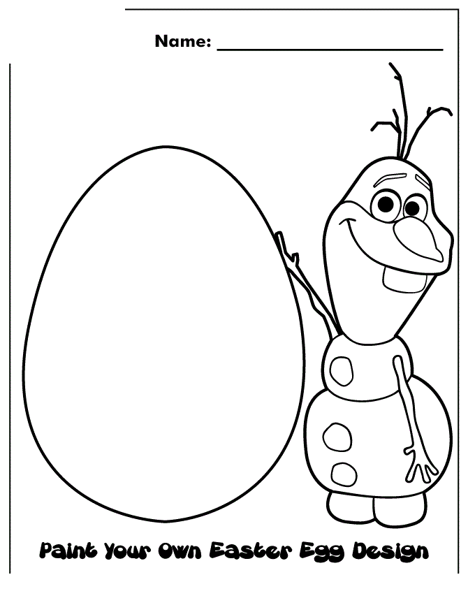 Frozen Movie Olaf Paint Easter Egg Design Colouring Page Coloring Page