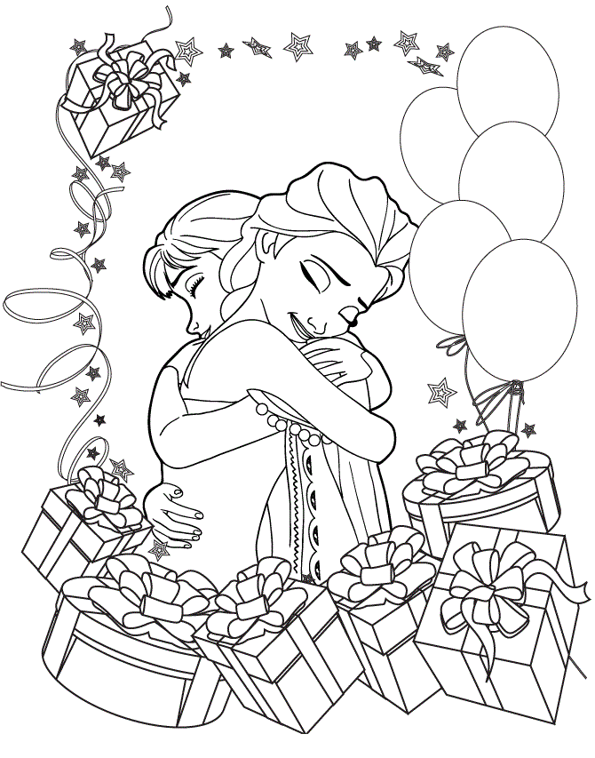 Frozen Sisters Colouring Page Coloring Page