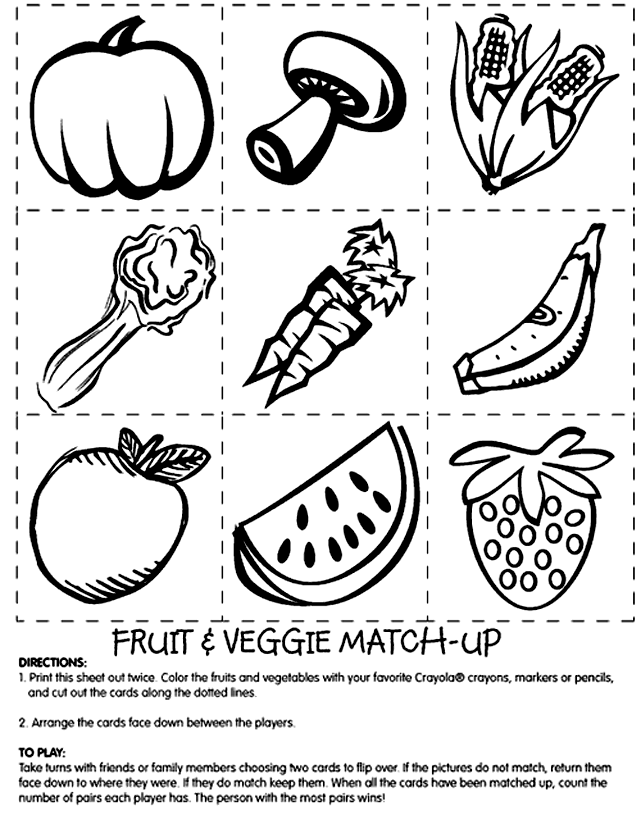 Fruit And Veggie Worksheet