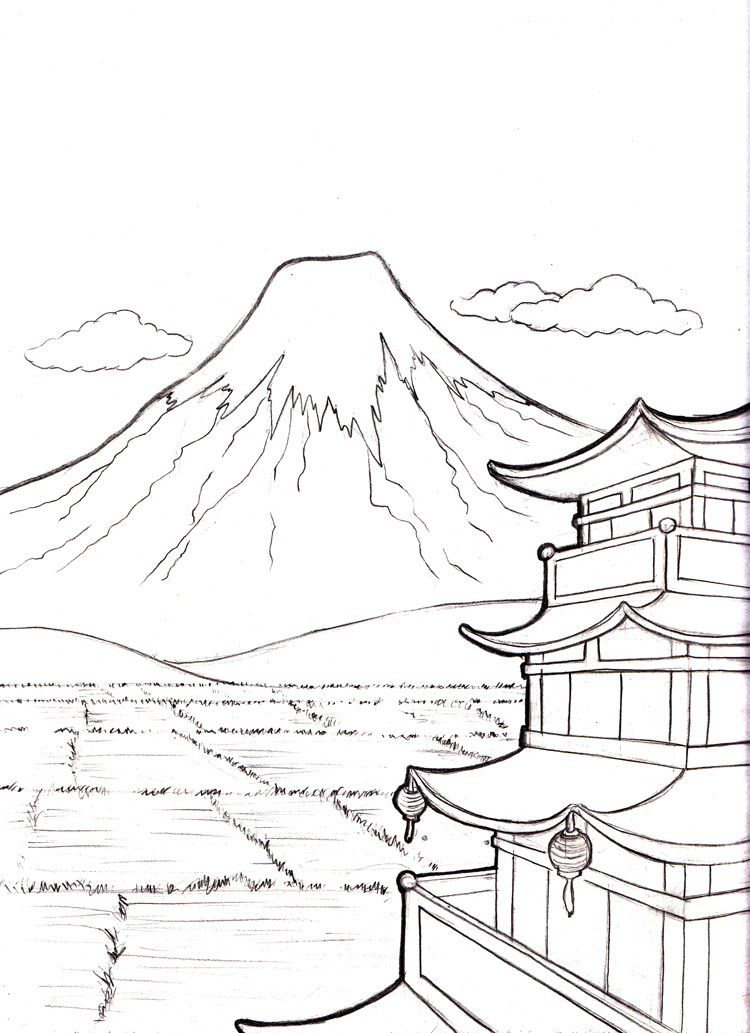 Fuji Mountain Coloring Page