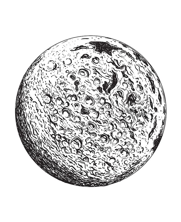 Full Moon Planet Coloring Page