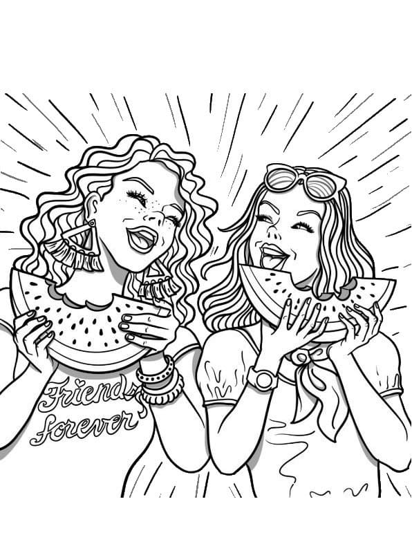 Funny Best Friends Coloring Page