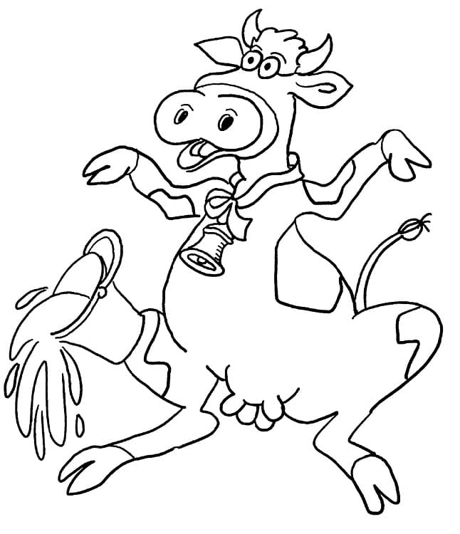 Funny Cartoon Cow Coloring Page