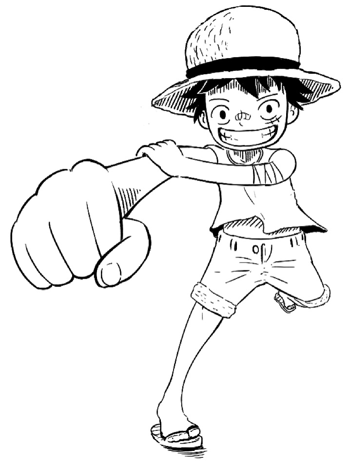 Funny Chibi Luffy Coloring Page