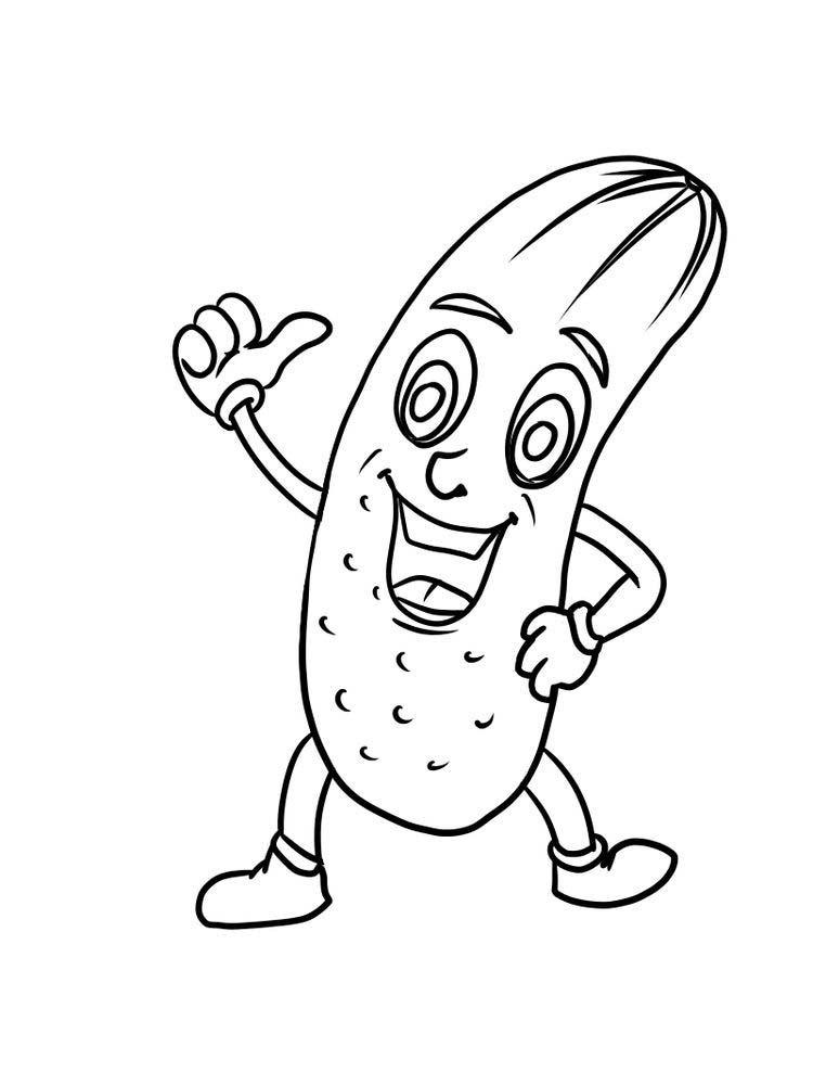 Funny Cucumber Cartoon Coloring Page