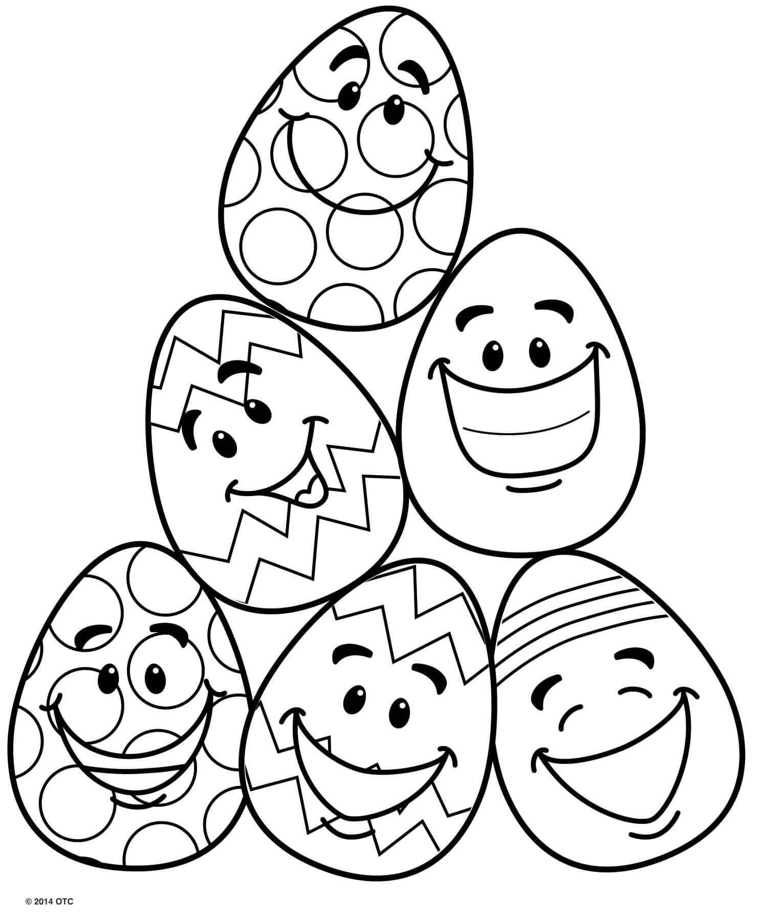 Funny Emoji Eggs Faces Coloring Page