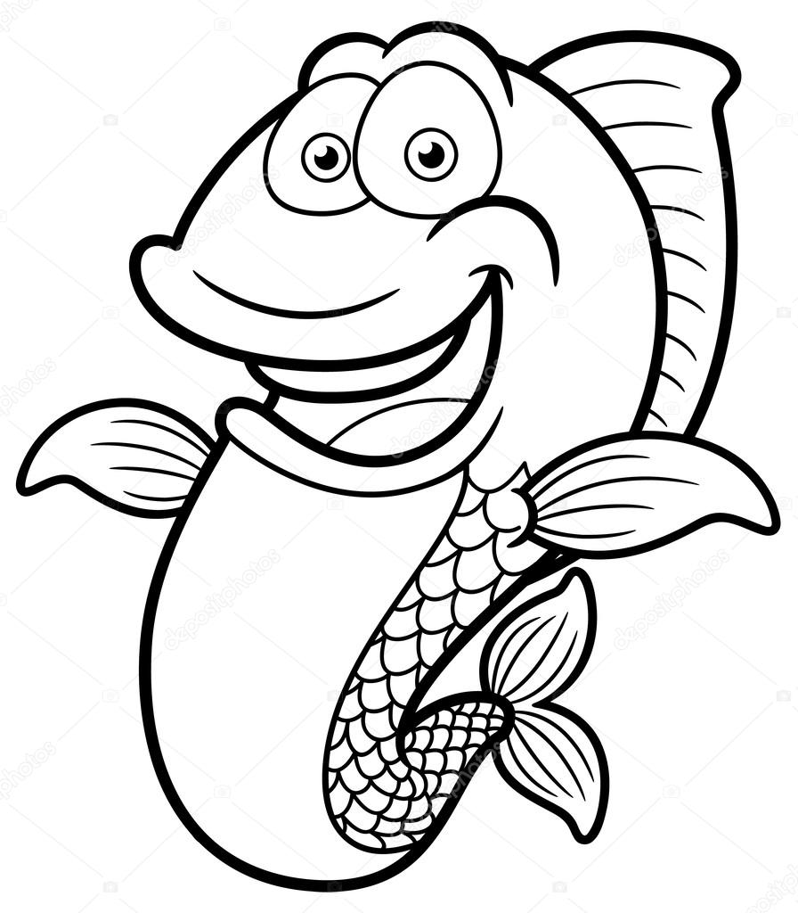 Funny Fish Cartoon Coloring Page