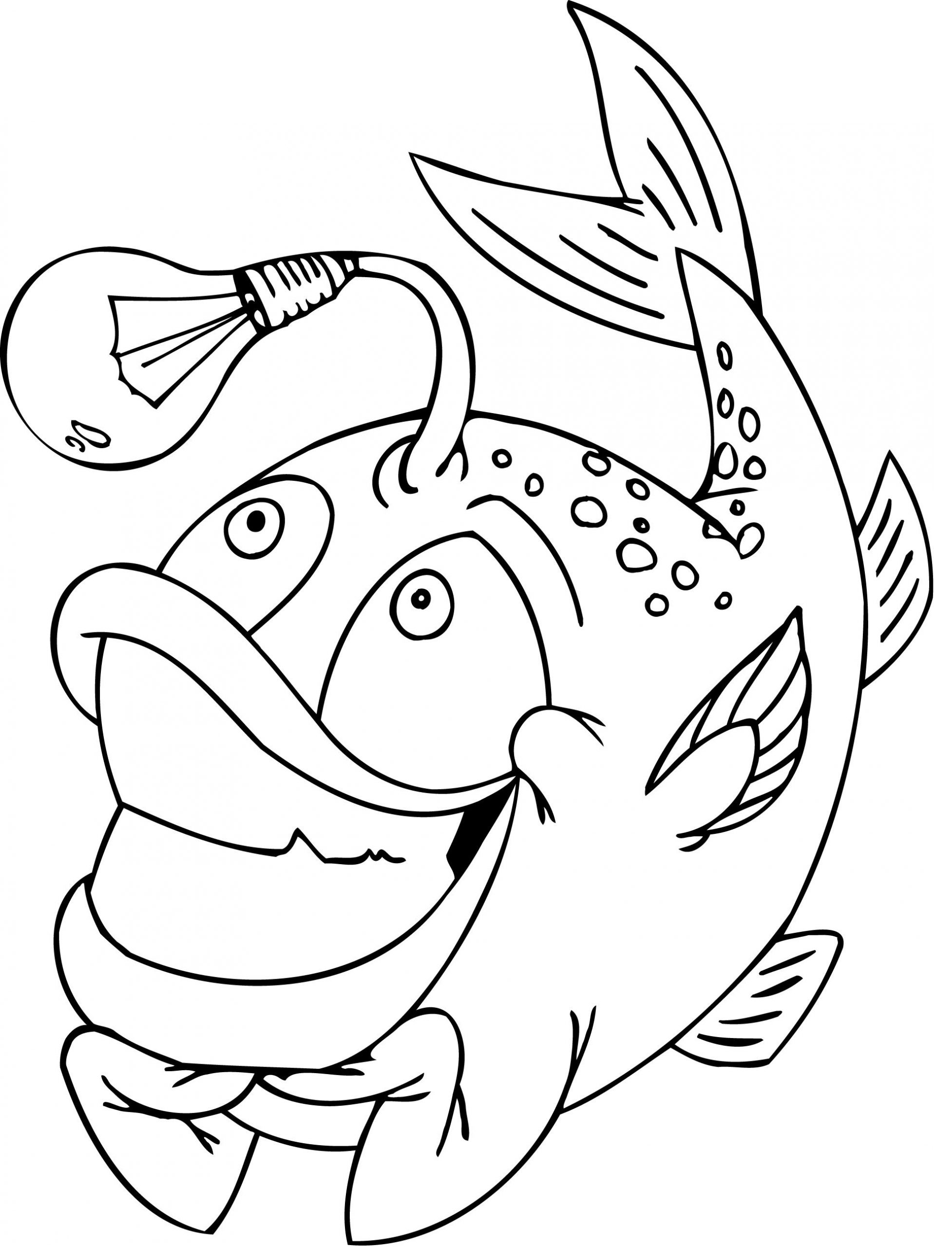Funny Fish With Bulb Coloring Page