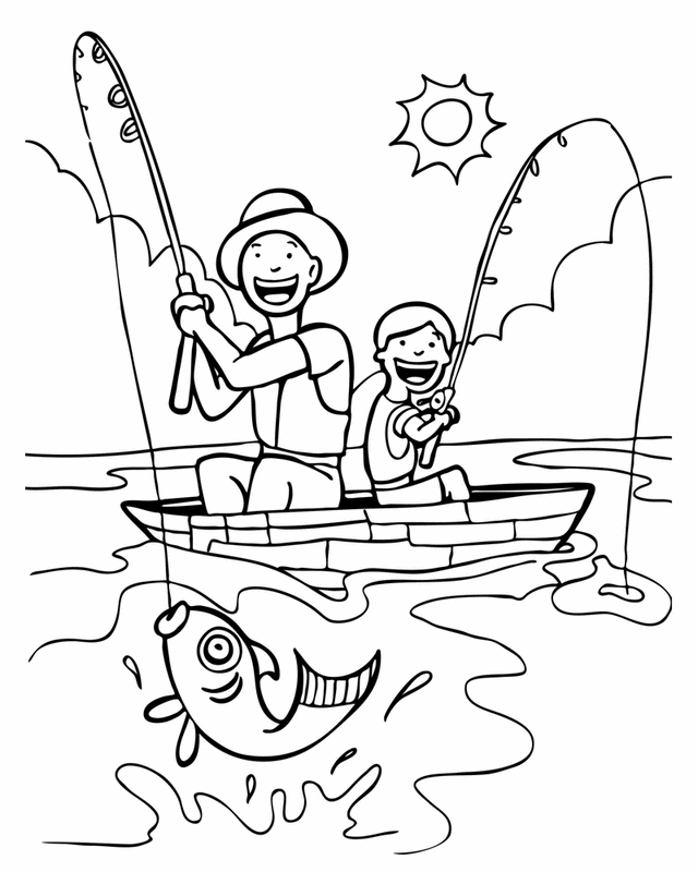Funny Fishing Coloring Page