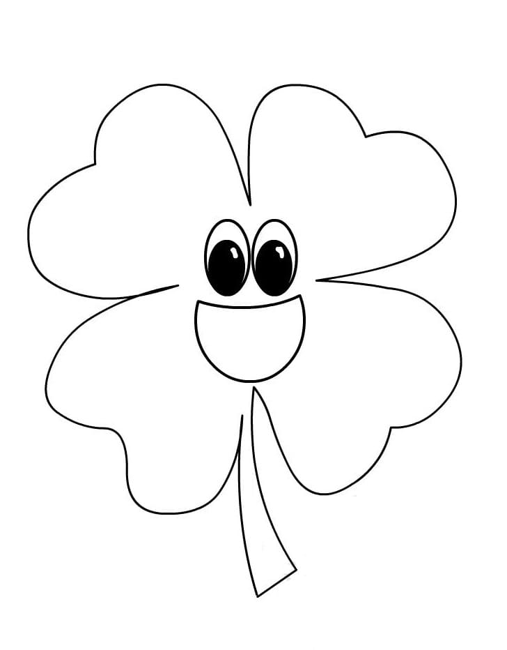 Funny Four Leaf Clover Coloring Page
