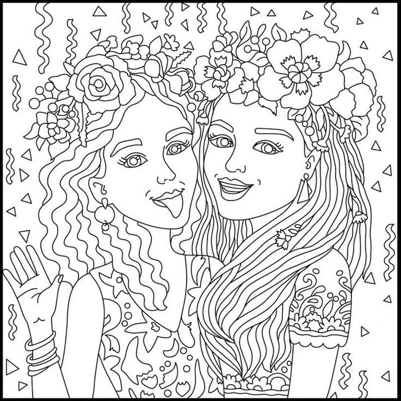 Funny Girlfriends Coloring Page