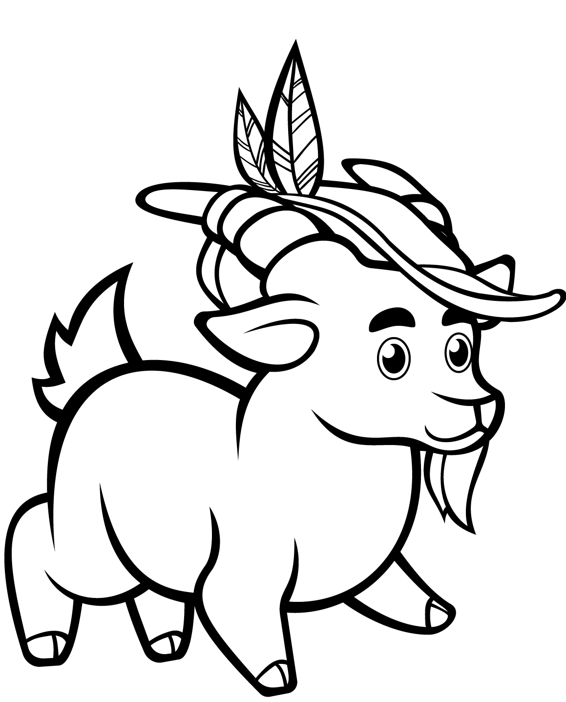 Funny Goat With Alpine Hat