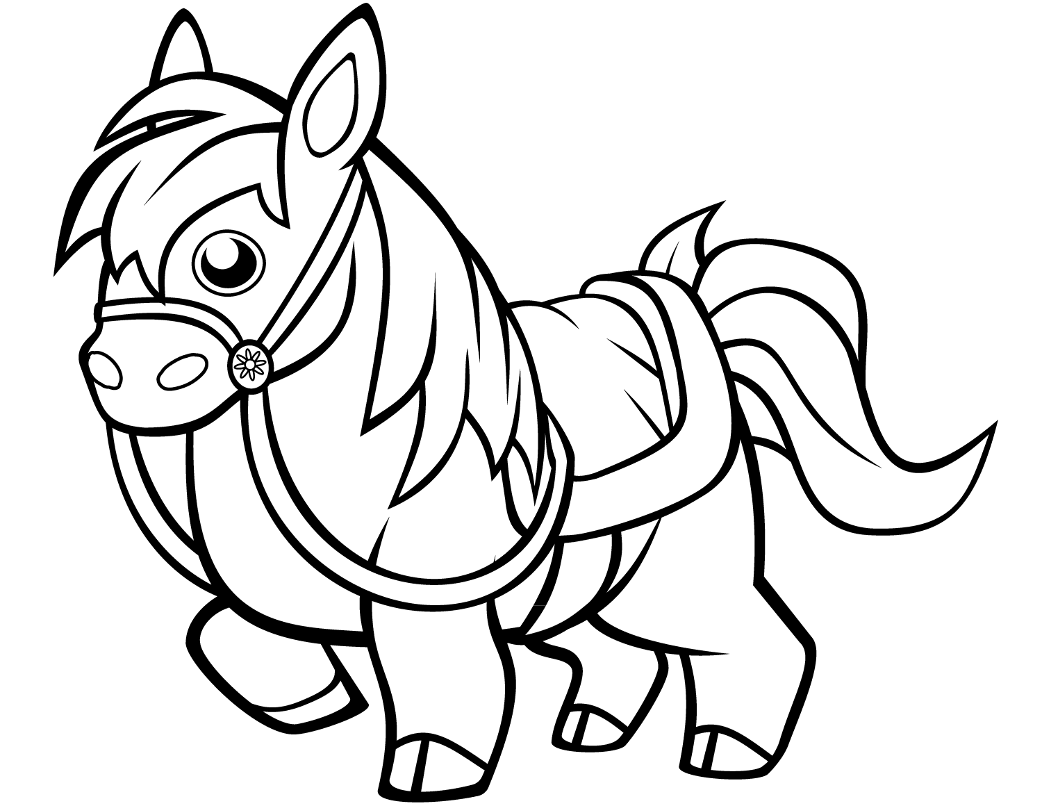 Funny Horse For Kids Coloring Page