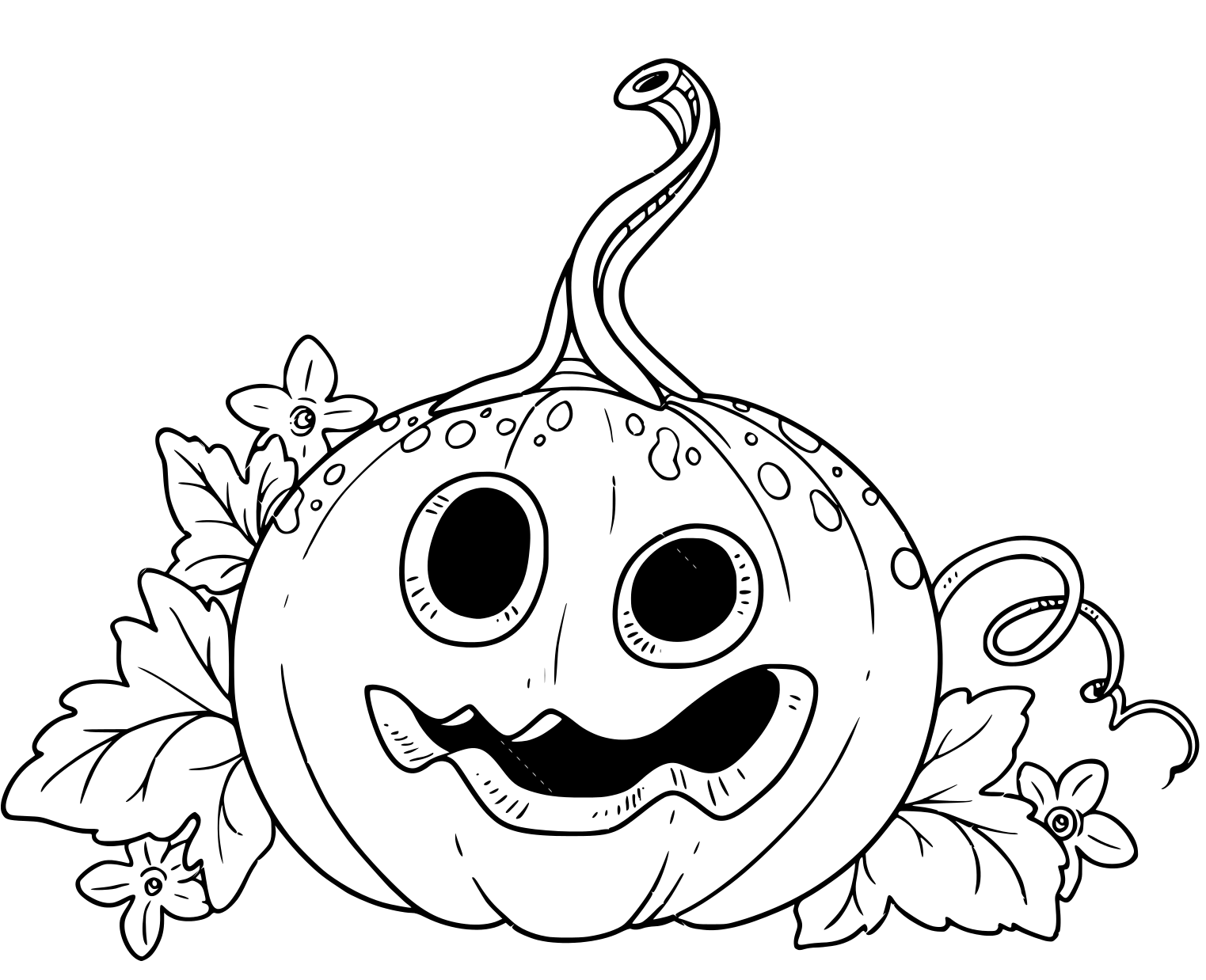 Funny Lantern From Pumpkin With The Cut Out Of A Grin And Leaves Coloring Page