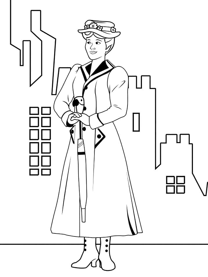 Funny Mary Poppins Coloring Page