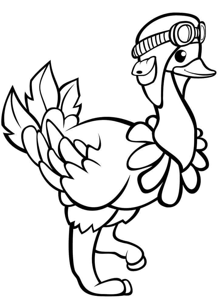 Funny Ostrich Coloring Page
