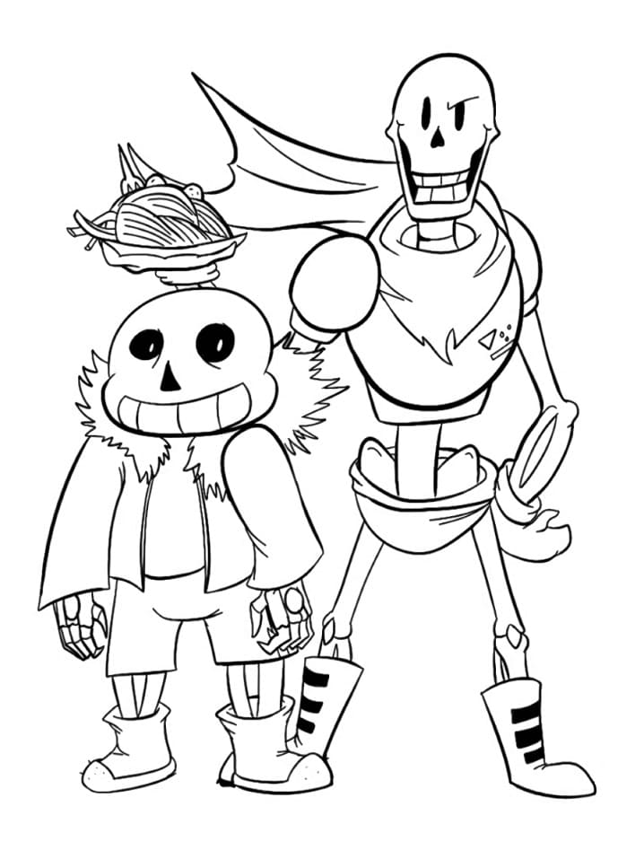 Funny Papyrus and Sans Coloring Page