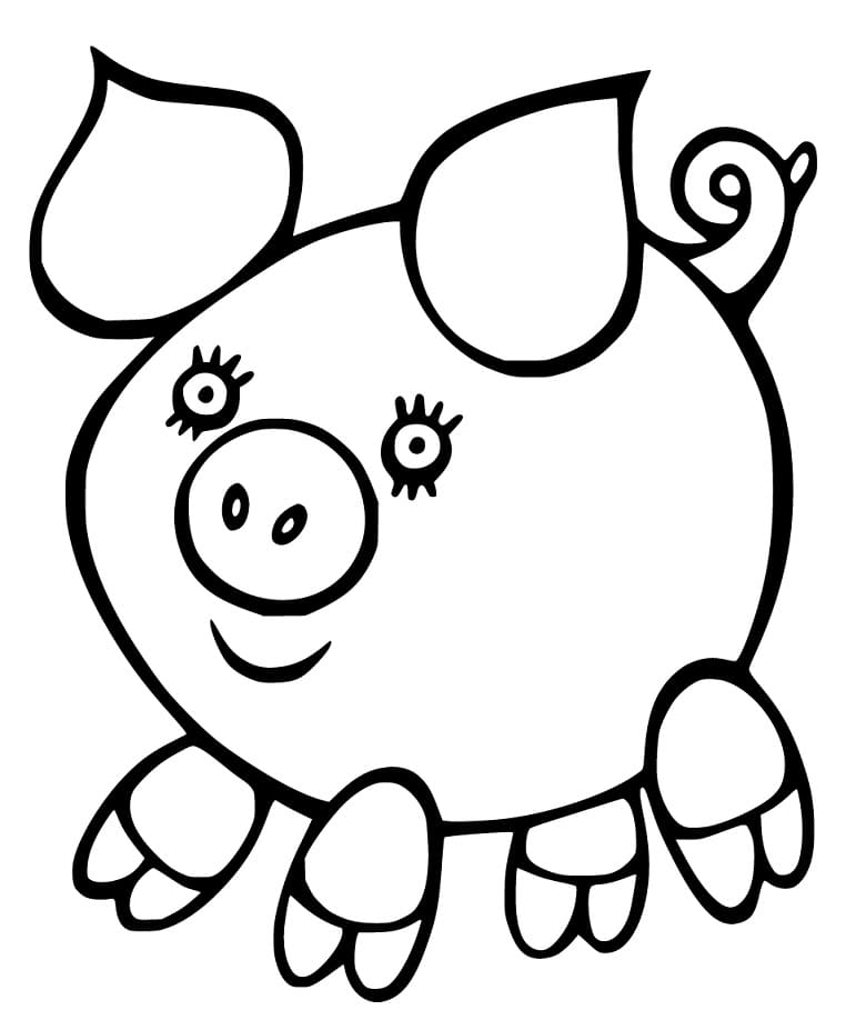 Funny Pig Printable Coloring Page