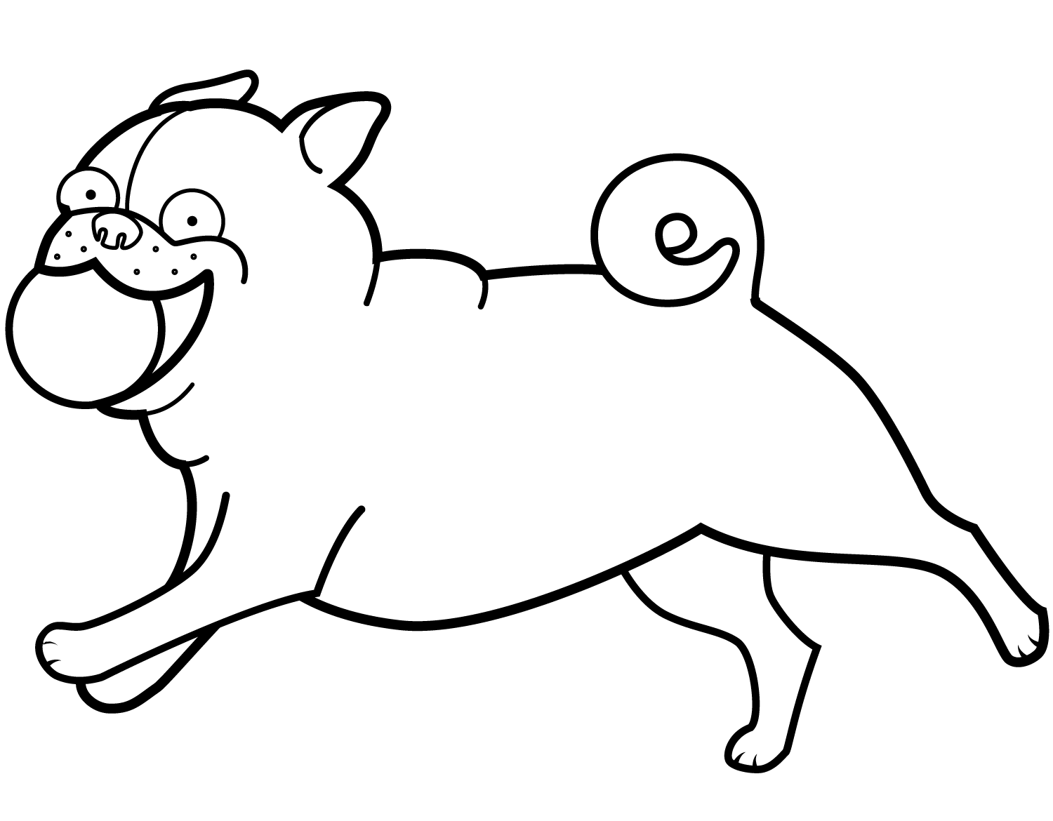 Funny Pug Playing Ball Coloring Page