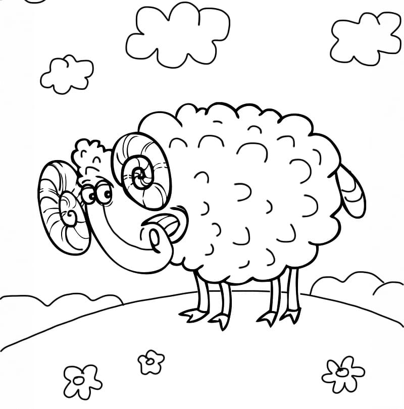 Funny Ram Coloring Page