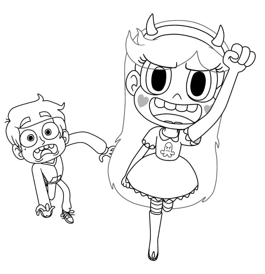 Funny Star and Marco Coloring Page