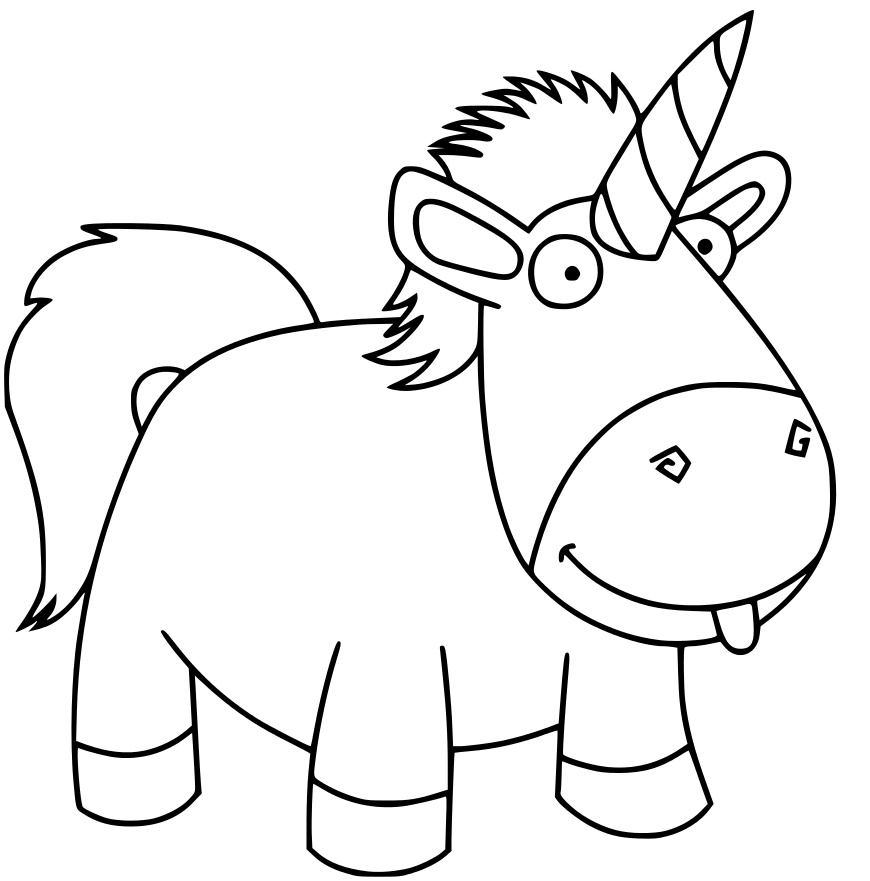 Funny Unicorn Kids Coloring Page