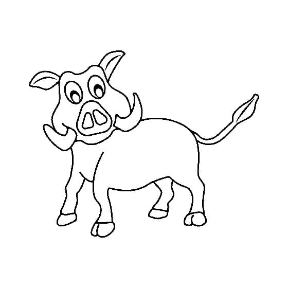 Funny Warthog Coloring Page