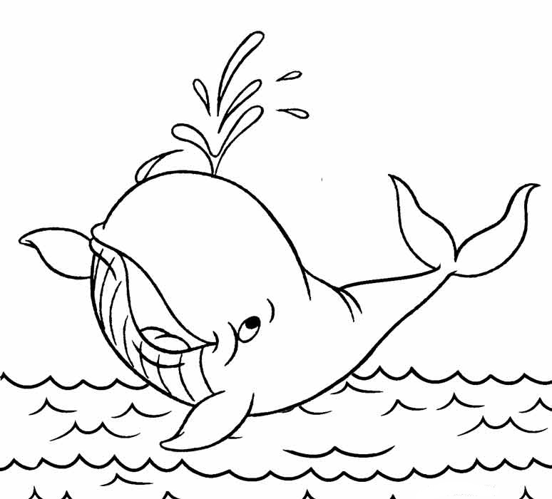 Funny Whale Spraying Water Coloring Page