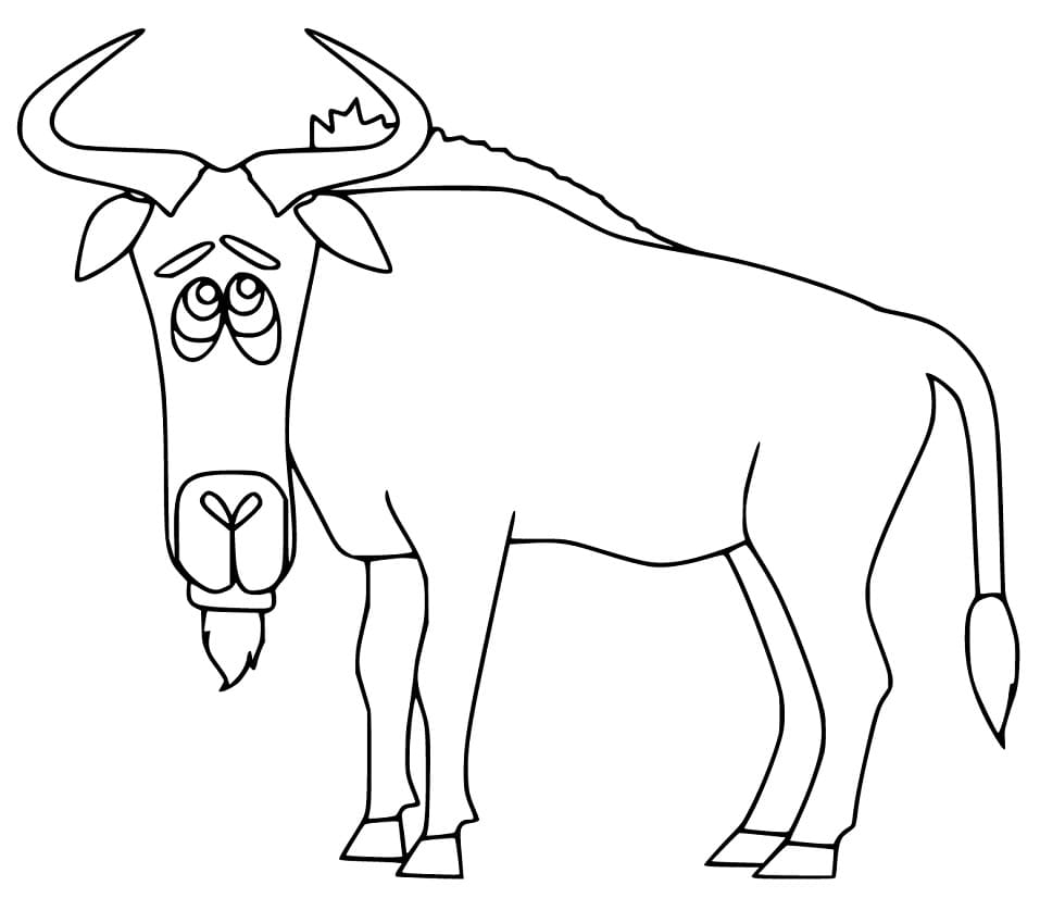 Funny Wildebeest Coloring Page