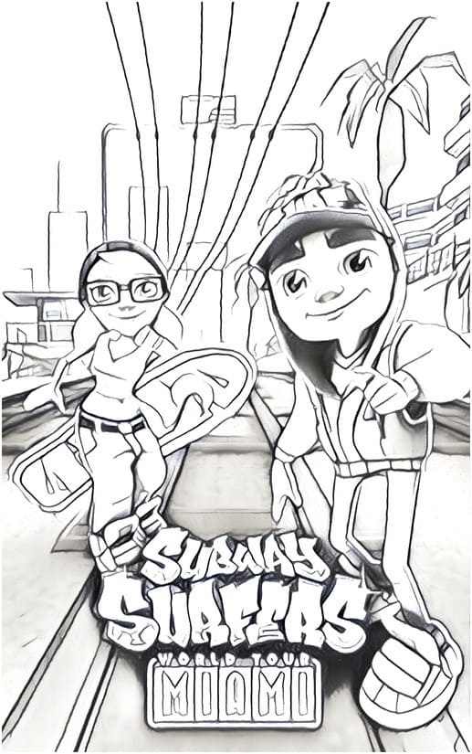 Game Subway Surfers Coloring Page