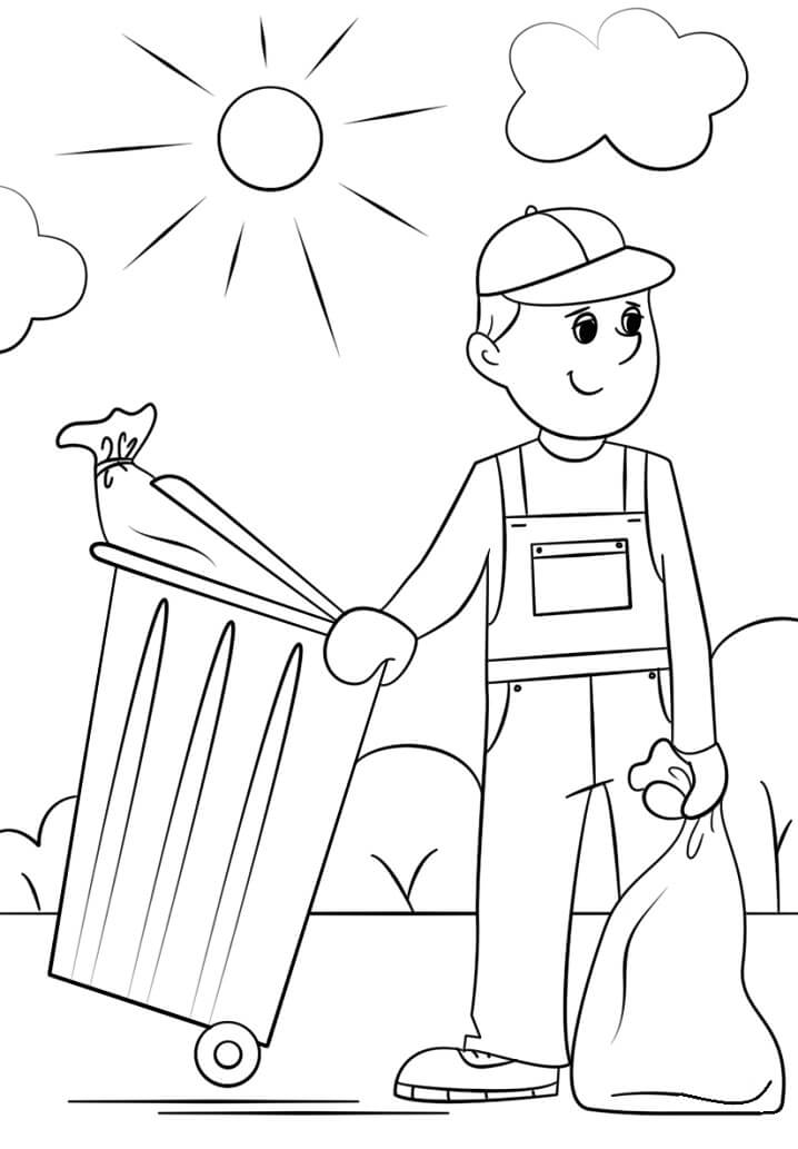 Garbage Collector Coloring Page