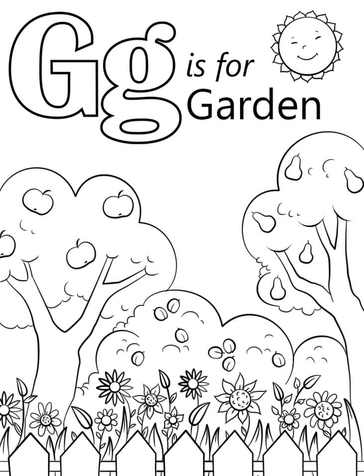 Garden Letter G Coloring Page
