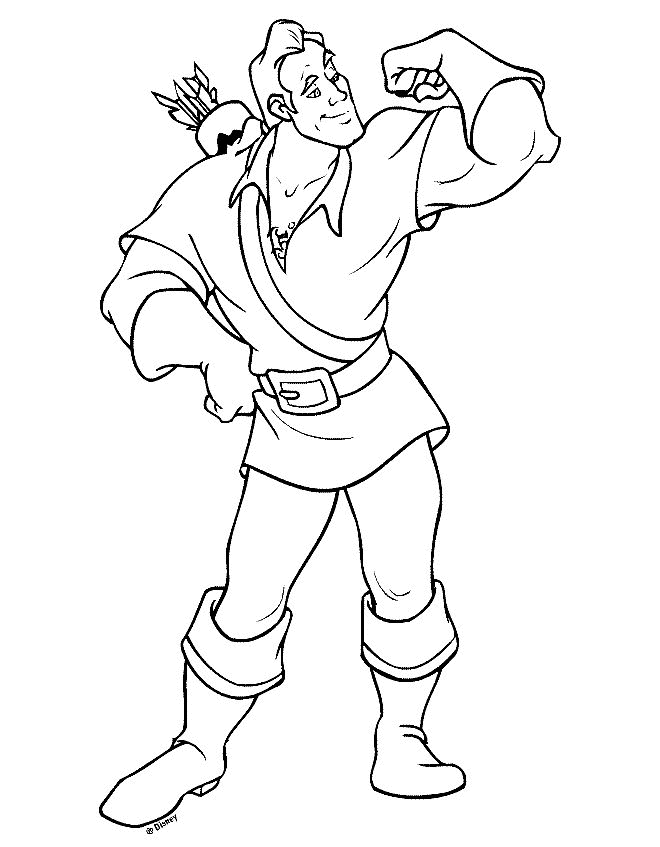 Gaston And Muscles Disney Princess Coloring Page