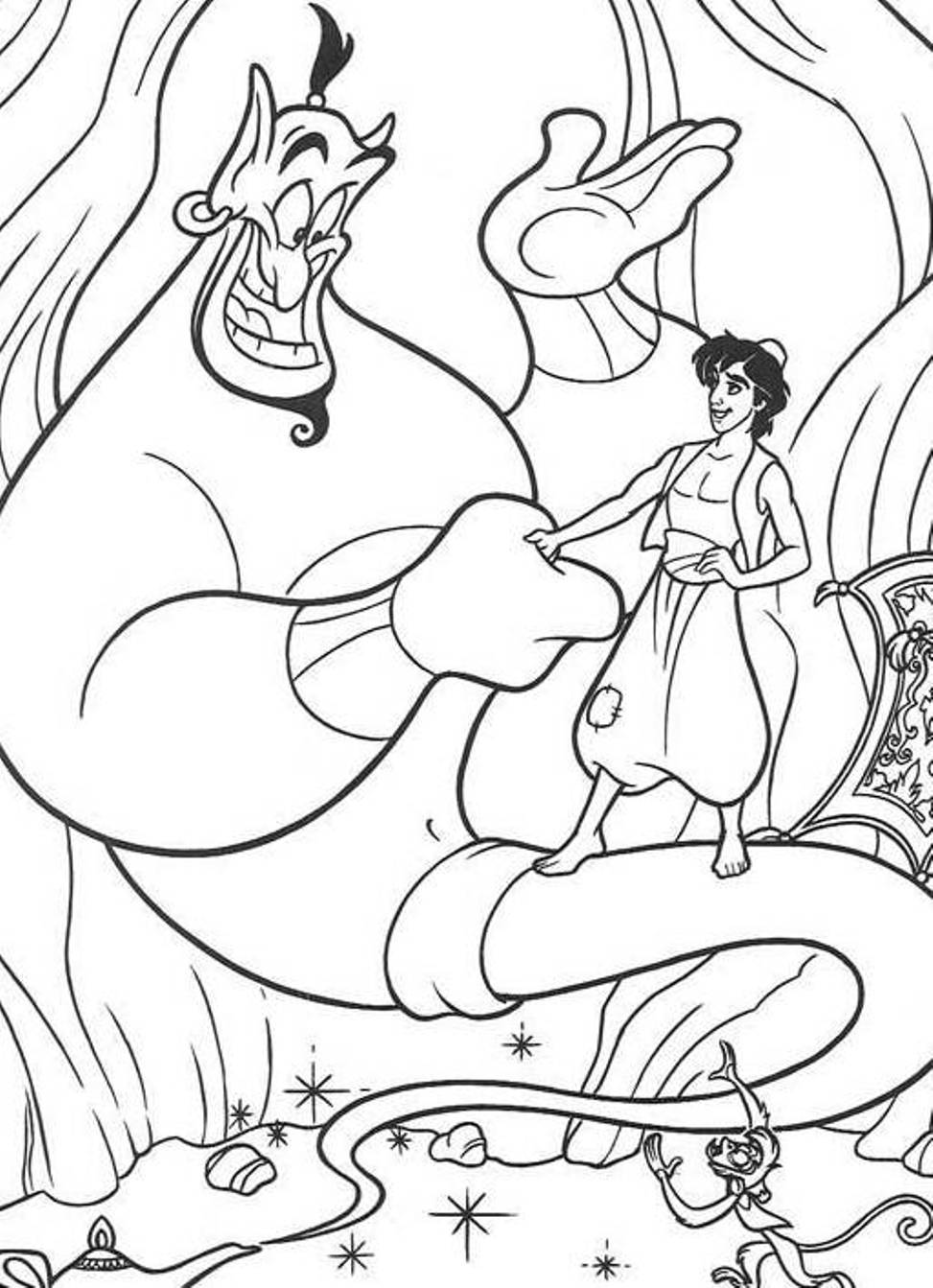 Genie Aladdin S Cartoon Picsfbea Coloring Page