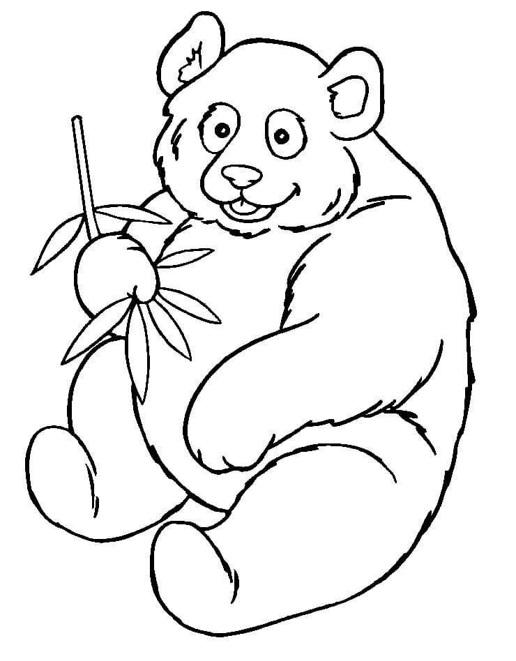 Giant Panda Eating Bamboo Coloring Page
