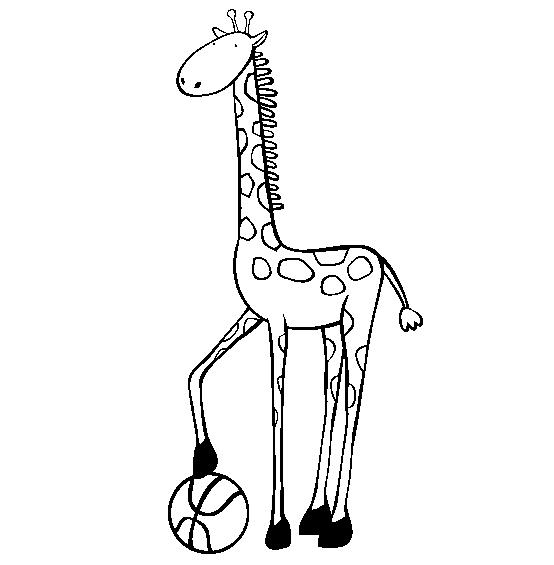 Giraffe And Basket Ball Animal S793b Coloring Page