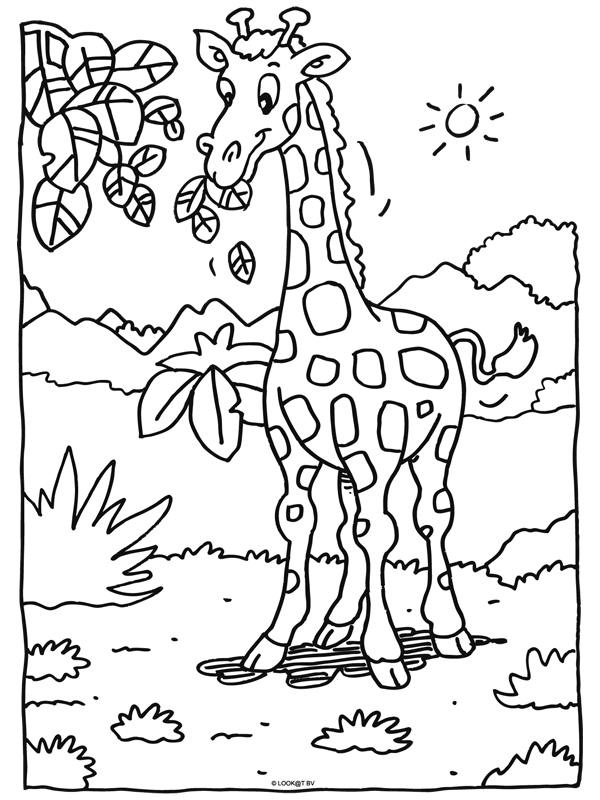 Giraffe Having Leaves Animal Sfdca Coloring Page