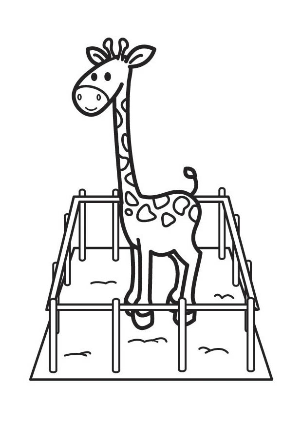 Giraffe In A Cage Animal Sa312 Coloring Page
