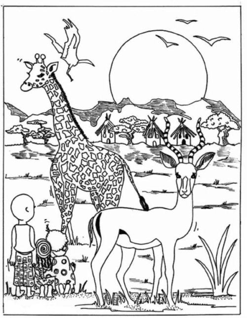 Giraffe In Africa Park Animal Sb81b Coloring Page