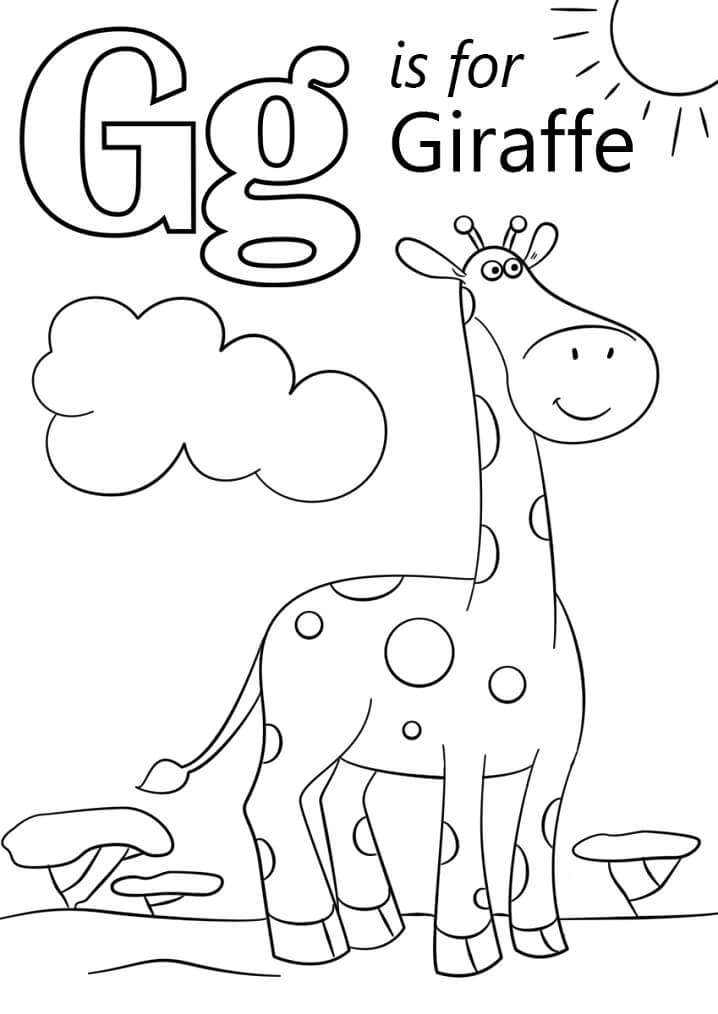 Giraffe Letter G Coloring Page