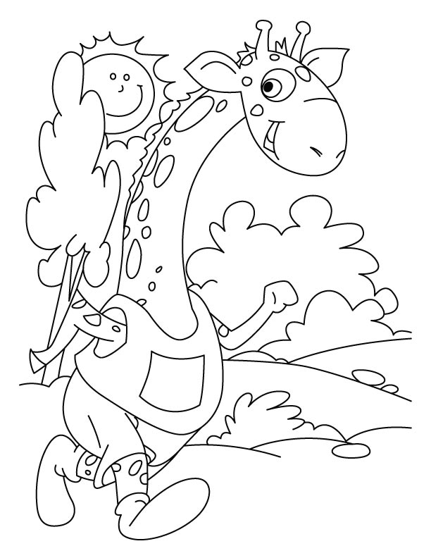 Giraffe Running Animal S2422 Coloring Page